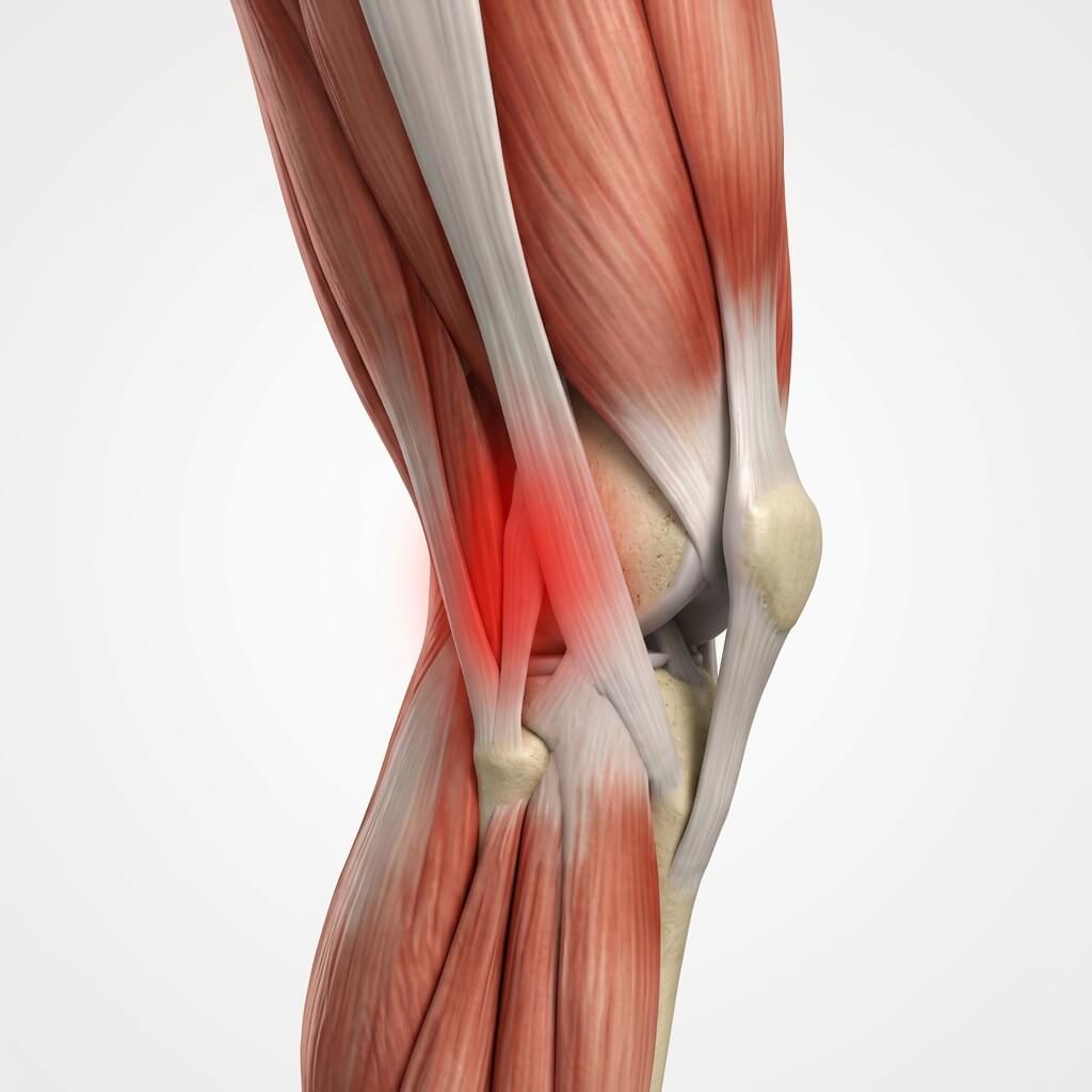 Schematic representation of the aching area with a knee