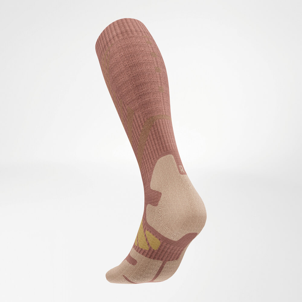Rear view of the Merino Outdoor Socks in an elegant colorway. The seamless finish ensures maximum comfort and durability.