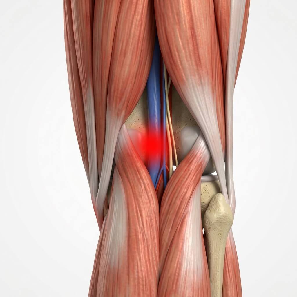 Schematic representation pain in the back of the knee