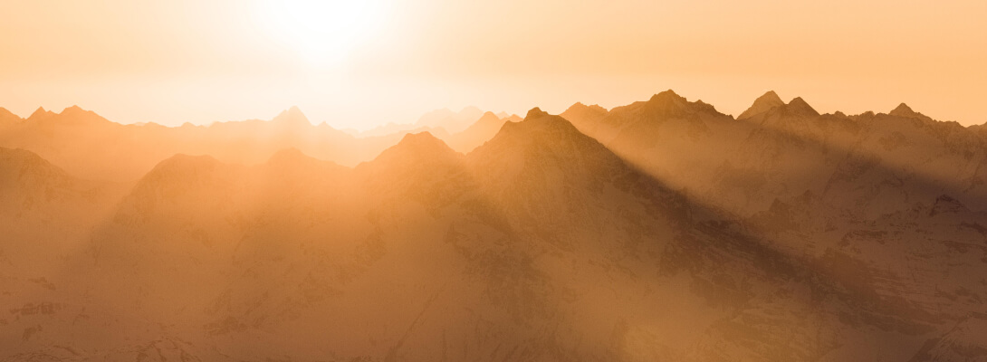 Mountain panorama with sunset