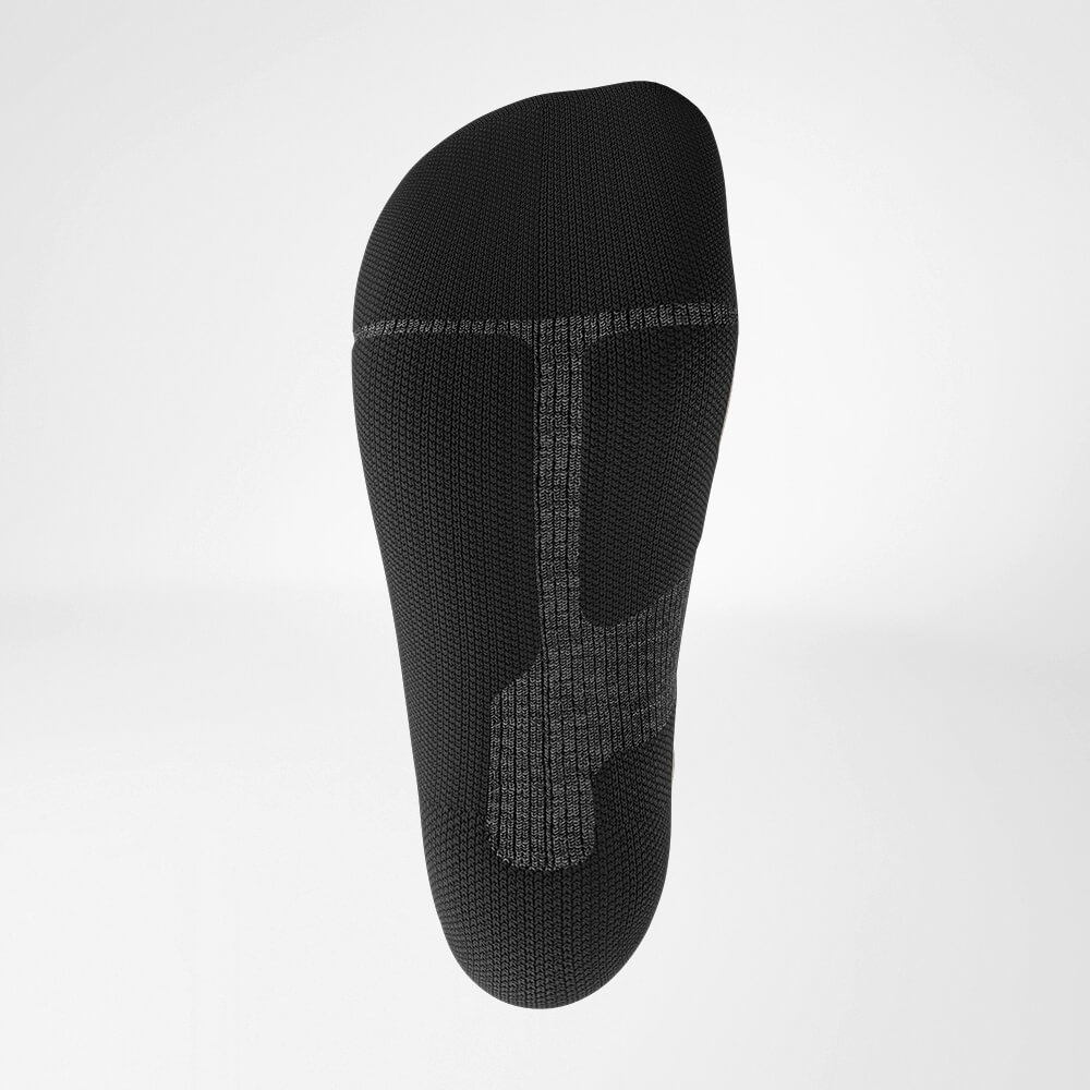 Detail view on Relief Sole of the grey sports sock for alpine skiing with merino wool