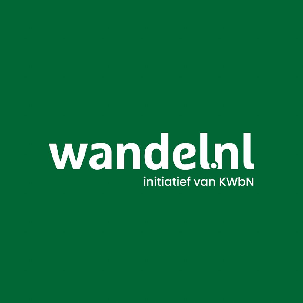 The wandel.nl logo on a green background with the subtitle “initiatief van KWBN”. This Dutch platform promotes healthy walking, hiking, and everyday movement.