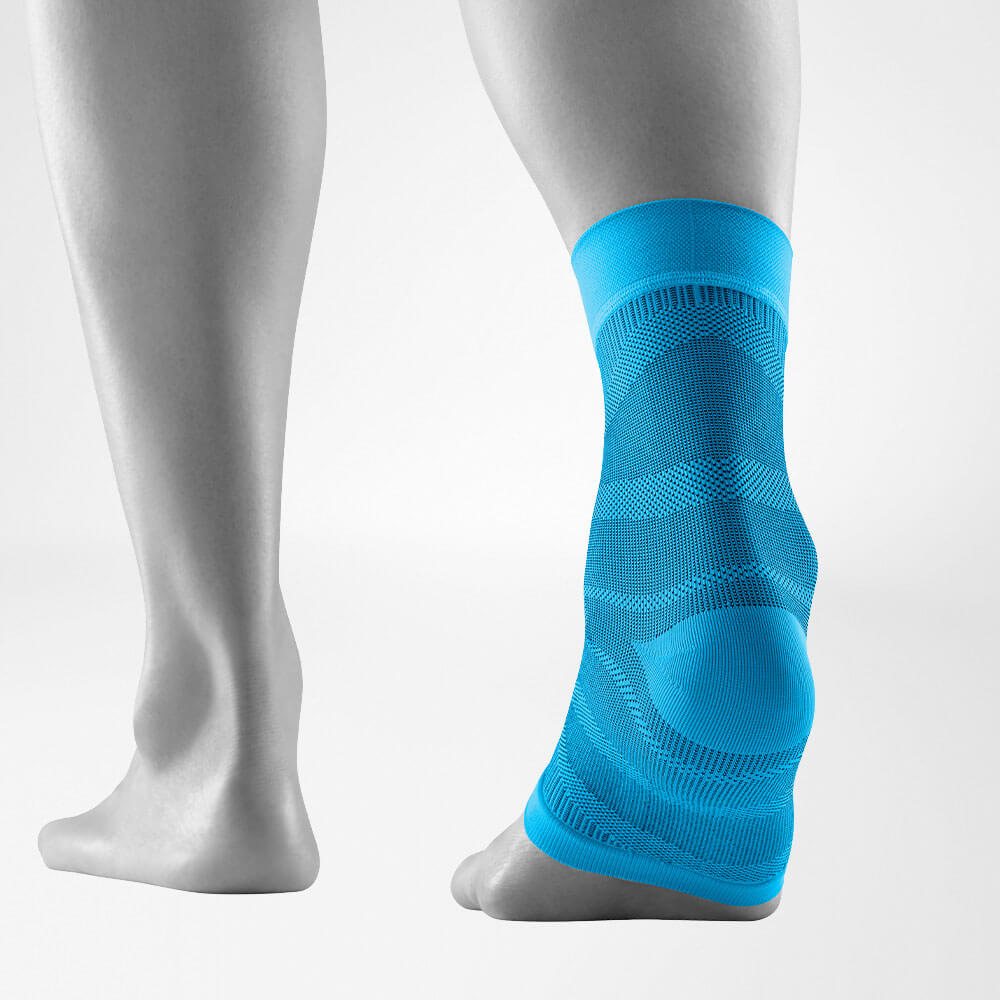 Ankle leeve rivera back view Back view of the Rivera-colored Sportsleeves for the ankle