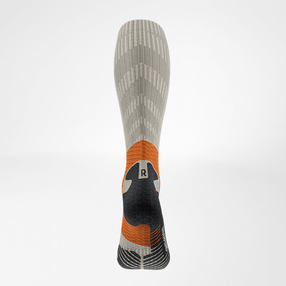 Back view of the gray -orange trail run - running socks