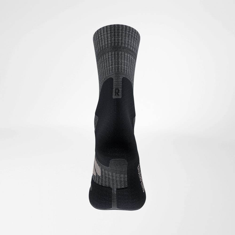 Return view of the dark gray medium of Merino - hiking socks