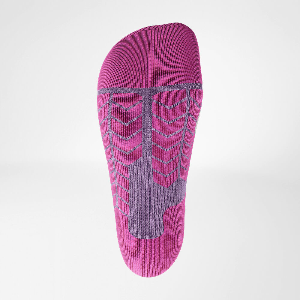 Detail Relief Sole des lilac-farbenen Sportsocken für Ski Touring mit Merinowolle