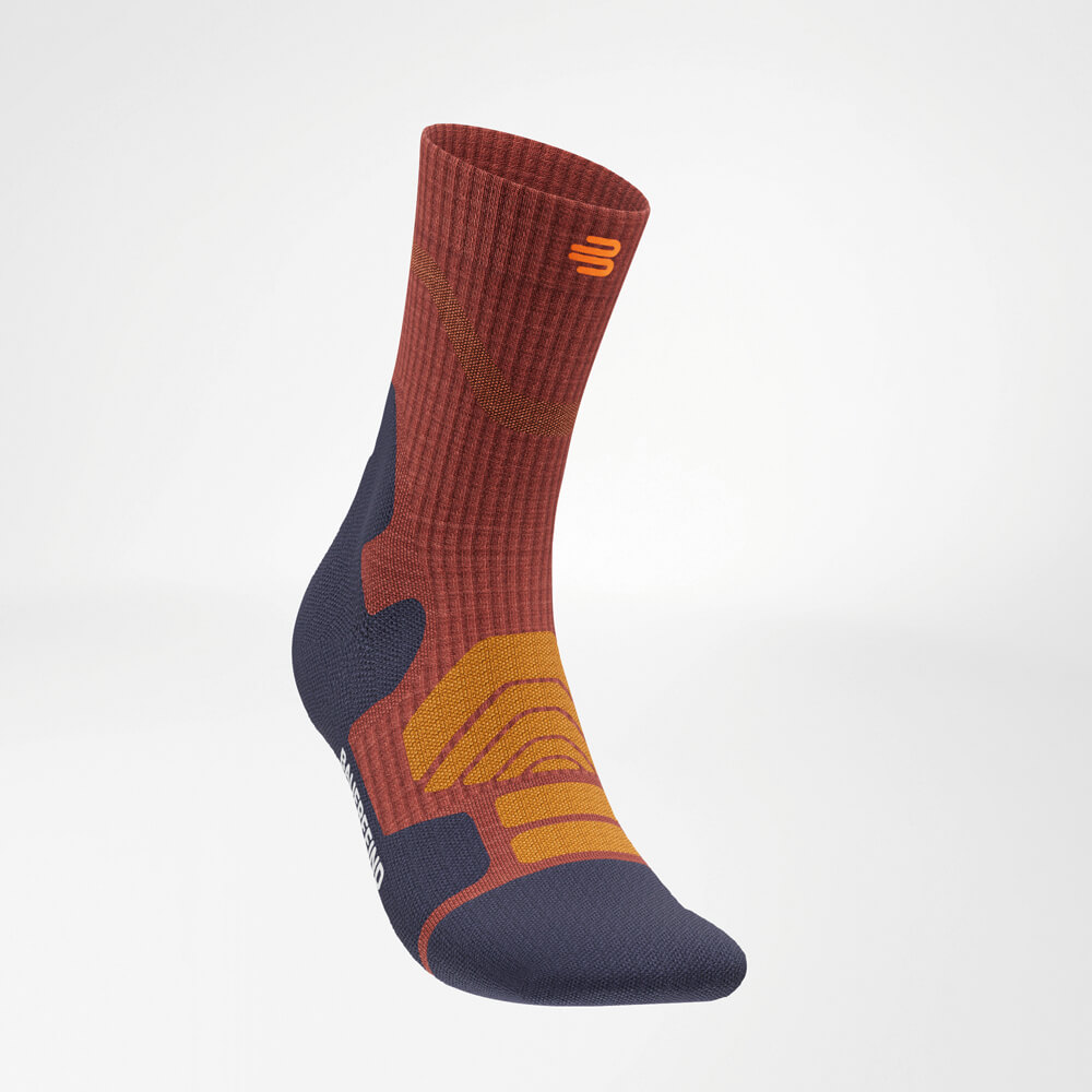 Angled view of the Merino Outdoor Socks, highlighting its smart design and functional features like breathable zones and reinforcements. A must-have for outdoor enthusiasts.